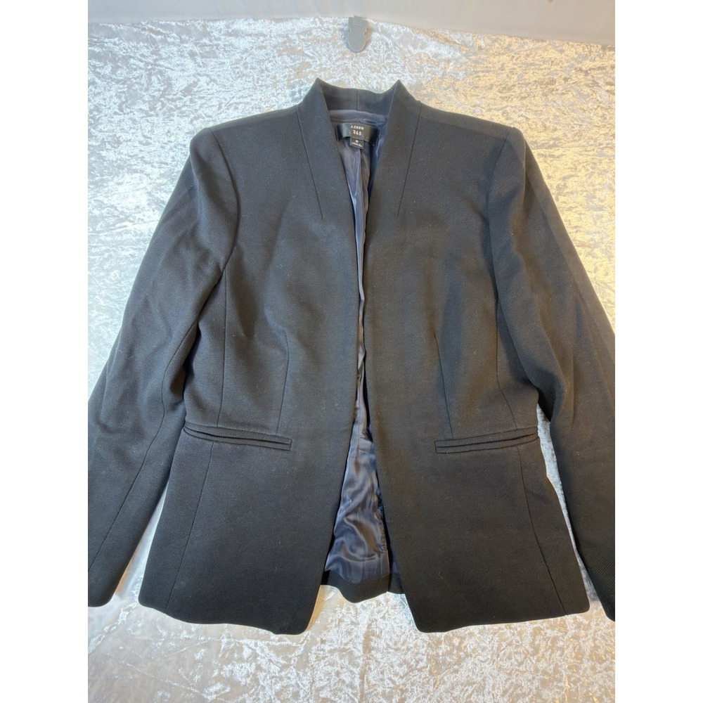 J.Crew 365 Blazer Women's Size 6 Black Collarless Open Front Career Work